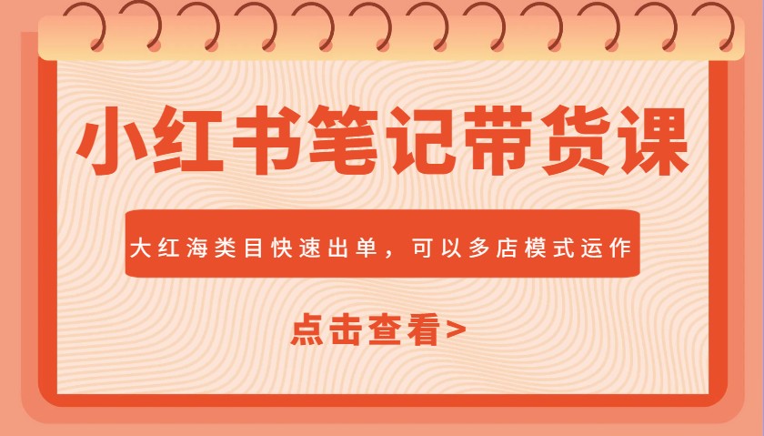 小红书笔记带货课，大红海类目快速出单，市场大，可以多店模式运作(更新)-极客网创
