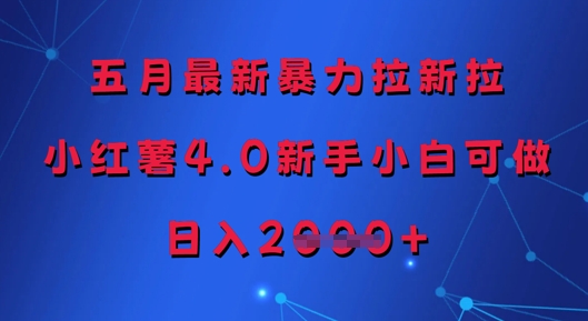 五月最新暴力拉新拉，小红薯4.0新手小白可做，日入多张-极客网创