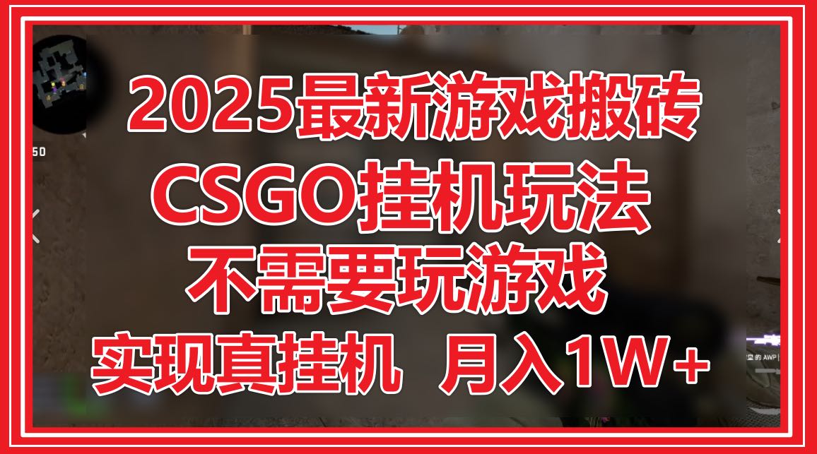 2025最新游戏搬砖，CSGO挂机，不需要玩游戏，实现真挂机，月入1W+-极客网创