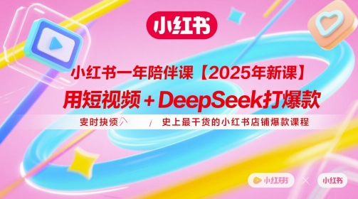 小红书一年陪伴课【2025年新课】，用短视频+deepSeek打爆款，史上最干货的小红书店铺爆款课程-极客网创