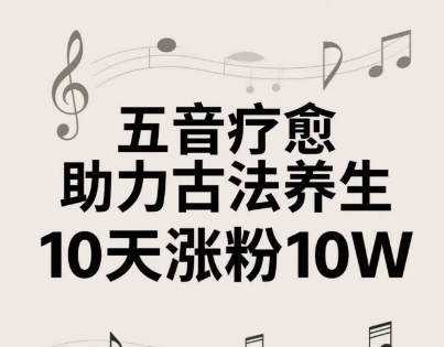 古法五音养生教程，五音疗愈的视频的制作方法，2-4小时就能学会，作者10天涨粉10W-极客网创