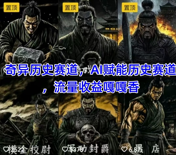 抖音奇异历史赛道，AI赋能历史赛道，流量收益嘎嘎香，狂撸伙伴计划-极客网创