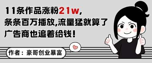 11条作品涨粉21W，条条百W播放，流量猛就算了，广告商也追着给钱-极客网创