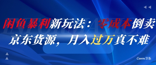闲鱼暴利新玩法：零成本倒卖京东货源，月入过1W真不难-极客网创