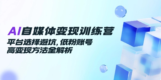 AI自媒体变现训练营，平台选择避坑，低粉账号高变现方法全解析-极客网创