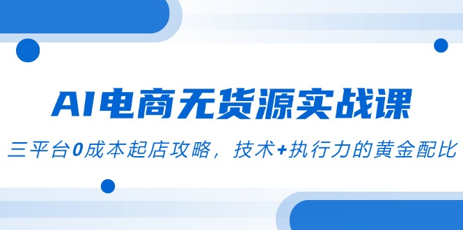 AI电商无货源实战课，三平台0成本起店攻略，技术+执行力的黄金配比-极客网创