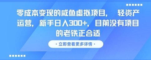 零成本变现的咸鱼虚拟项目， 轻资产运营，新手日入3张+，目前没有项目的老铁正合适-极客网创