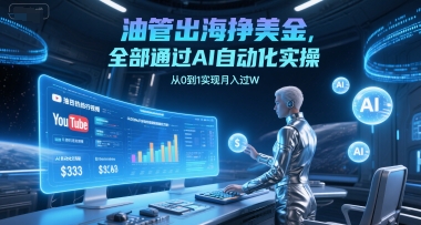 油管出海挣美金，全部通过AI自动化实操，从0到1实现月入过W-极客网创