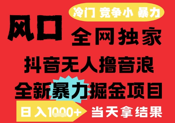25年6月高爆抖音无人直播最新撸音浪掘金项目，解放双手小白可做，无脑日入1k+，门槛低【揭秘】-极客网创
