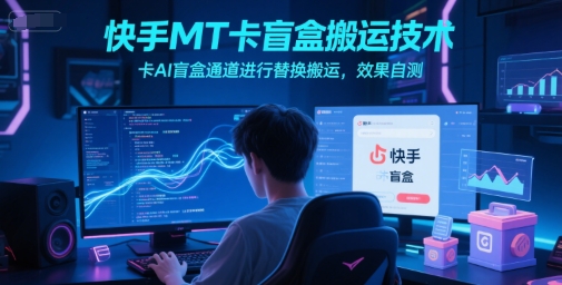 快手MT卡盲盒搬运技术，卡AI盲盒通道进行替换搬运，效果自测-极客网创