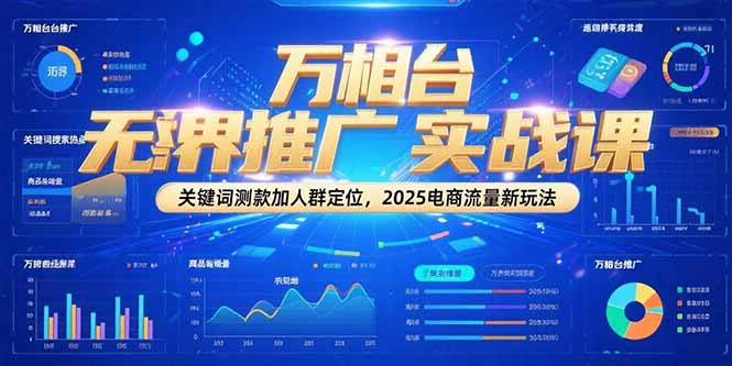 万相台无界推广实战课，关键词测款加人群定位，2025电商流量新玩法-极客网创