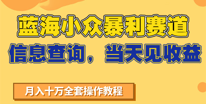 蓝海小众暴利赛道，信息查询，当天见收益，不讲玄学，7天搞了2万+-极客网创