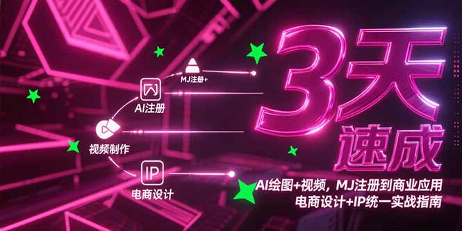 3天速成AI绘图+视频，MJ注册到商业应用，电商设计+IP统一实战指南-极客网创