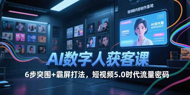AI数字人获客课，6步突围+霸屏打法，短视频5.0时代流量密码-极客网创