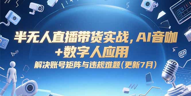 半无人直播带货实战，AI音咖+数字人应用 解决账号矩阵与违规难题(更新7月-极客网创