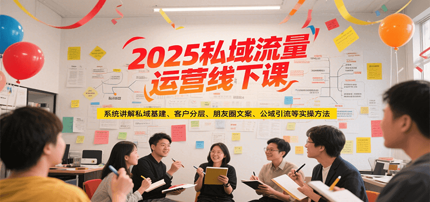 2025私域流量运营线下课，系统讲解私域基建/客户分层/朋友圈文案/公域引流等实操方法-极客网创