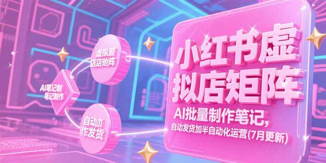 小红书虚拟店矩阵，AI批量制作笔记，自动发货加半自动化运营(7月更新-极客网创
