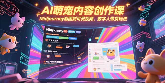 AI萌宠内容创作课，Midjourney制图到可灵视频，数字人带货玩法-极客网创