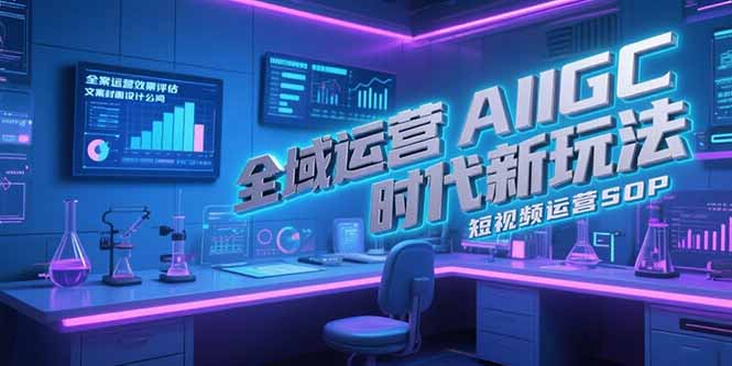 全域运营AIGC时代新玩法，文案封面设计公式，短视频运营SOP-极客网创