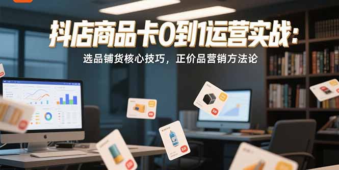 抖店商品卡0到1运营实战：选品铺货核心技巧，正价品营销方法论-极客网创