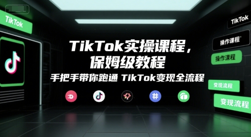 TikTok实操课程，保姆级教程，手把手带你跑通TikTok变现全流程-极客网创