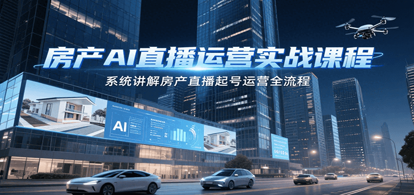 房产AI直播运营实战课程,系统讲解房产直播起号运营全流程-极客网创