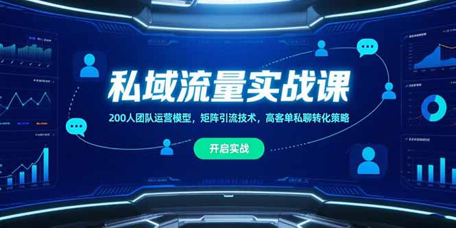 私域流量实战课，200人团队运营模型，矩阵引流技术，高客单私聊转化策略-极客网创