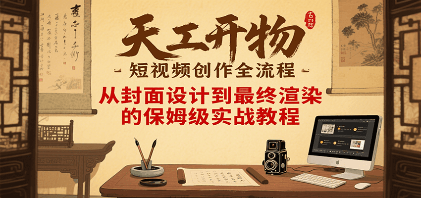 天工开物短视频创作全流程，从封面设计到最终渲染的保姆级实战教程-极客网创