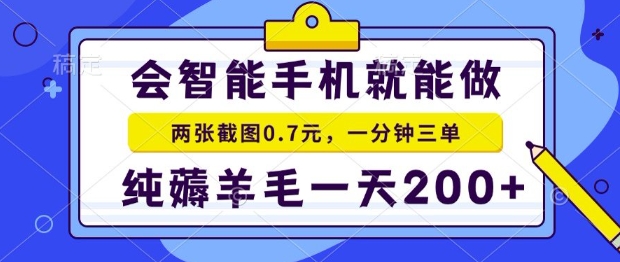 2025年零撸手机项目，二十秒一单，纯薅羊毛，一天200+做就有【揭秘】-极客网创