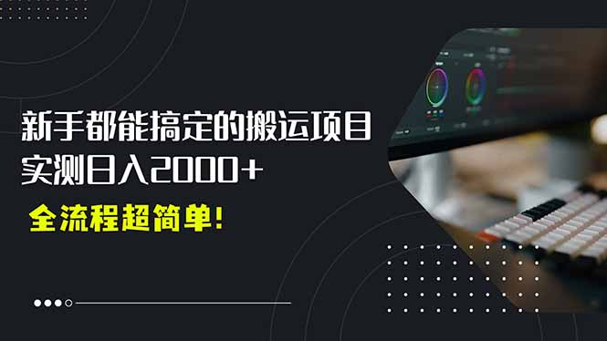 平台主动扶持的新风口，0基础轻松起号，搬运剪辑日入2000+！-极客网创