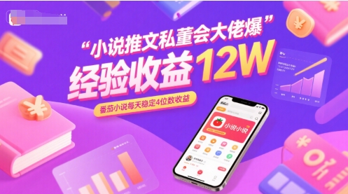 小说推文私董会大佬爆单经验分享收益12W，番茄小说每天稳定4位数收益-极客网创