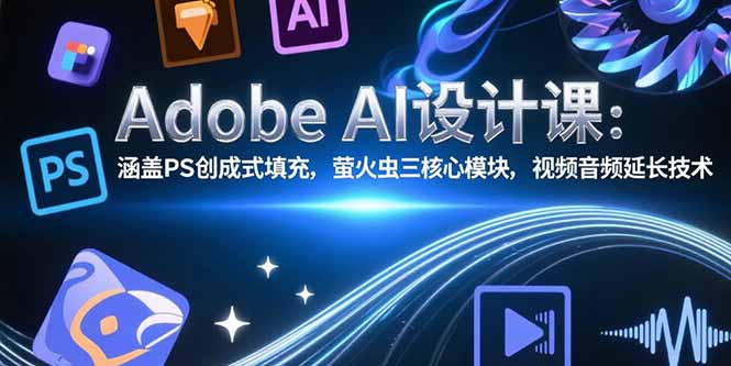 Adobe AI设计课：涵盖PS创成式填充，萤火虫三核心模块，视频音频延长技术-极客网创