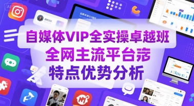 自媒体VIP全实操卓越班，全网主流平台特点优势分析-极客网创