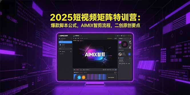 2025短视频矩阵特训营：爆款脚本公式，AIMIX智剪流程，二创原创要点-极客网创