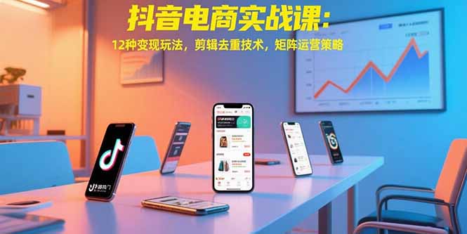 抖音电商实战课：12种变现玩法，剪辑去重技术，矩阵运营策略-极客网创