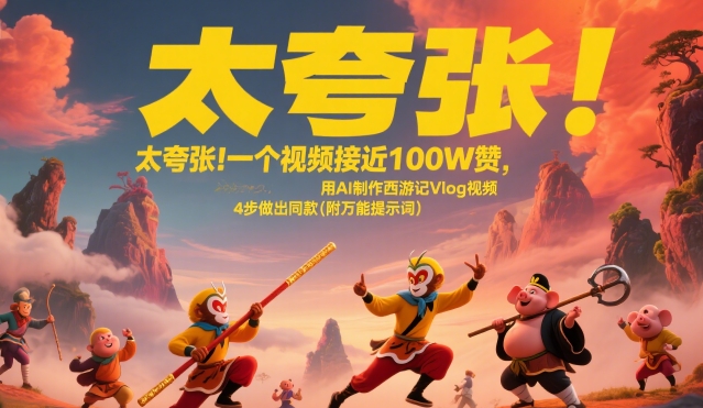 太夸张！一个视频接近100W赞，用AI制作西游记Vlog视频，全流程拆解来了(附万能提示词)-极客网创