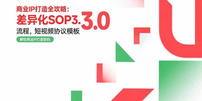 商业IP打造全攻略：差异化SOP3.0流程，短视频协议模板，婚恋项目实战案例-极客网创