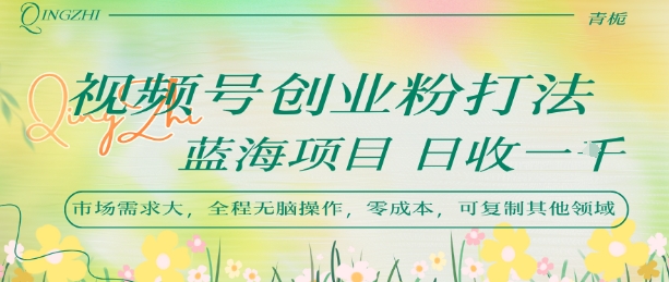 视频号创业粉打法，日入1k，蓝海项目，市场需求大，全程无脑操作，可复制-极客网创