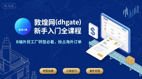 敦煌网(dhgate)新手入门全课程，B端外贸工厂转型必看，抢占海外订单-极客网创