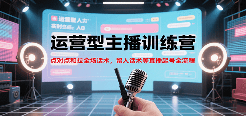 运营型主播训练营，点对点和拉全场话术，留人话术等直播起号全流程(更新7月)-极客网创