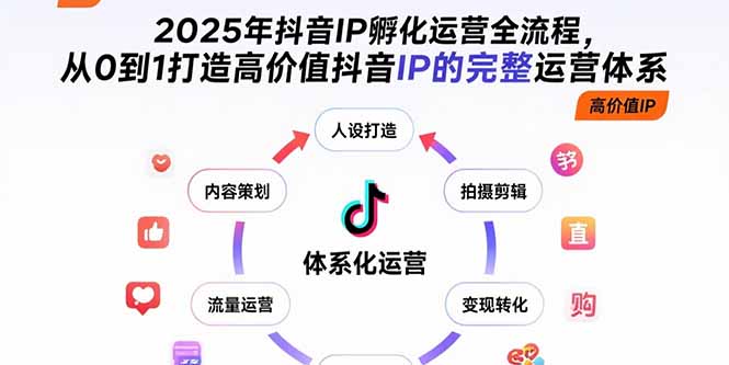2025年抖音IP孵化运营全流程，从0到1打造高价值抖音IP的完整运营体系-极客网创