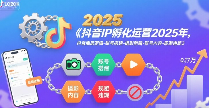 抖音IP孵化运营2025年，抖音底层逻辑-账号搭建-摄影剪辑-账号内容-规避违规-极客网创