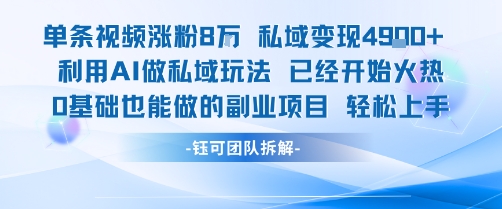 单条视频私域变现4.9k+利用AI做私域玩法 已经开始火热0基础也能做的副业项目轻松上手-极客网创