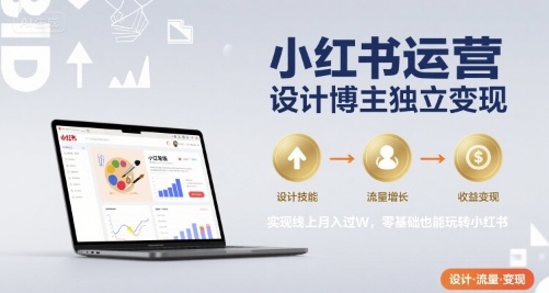 小红书运营设计博主独立变现，实现线上月入过W，零基础也能玩转小红书-极客网创