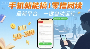 手机就能搞!零撸阅读挂G,最新平台,一键自动运行,随时随地挣,单日50-3张+【揭秘】-极客网创