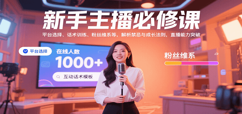新手主播必修课：平台选择、话术训练、粉丝维系等，解析禁忌与成长法则，突破直播能力-极客网创