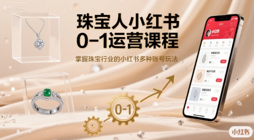 珠宝人小红书0-1运营课程，掌握珠宝行业的小红书多种账号玩法-极客网创