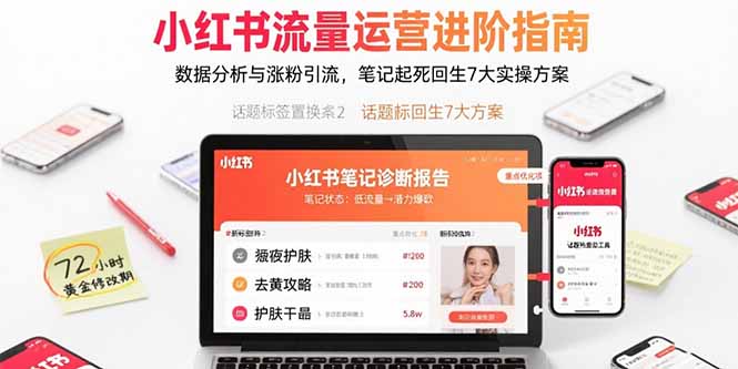 小红书流量运营进阶指南，数据分析与涨粉引流，笔记起死回生7大实操方案-极客网创