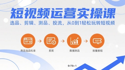 短视频运营实操课，选品、剪辑、测品、投流，从0到1轻松玩转短视频-极客网创