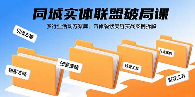 同城实体联盟破局课，多行业活动方案库，汽修餐饮美容实战案例拆解-极客网创